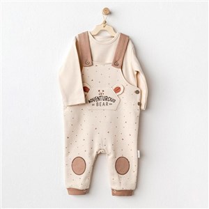 Andywawa Adventurous Bear Bebek Salopet Takım AC25027 Bej
