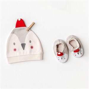Andywawa Penguin Bebek Şapka ve Patik Takım AC25348 Ekru