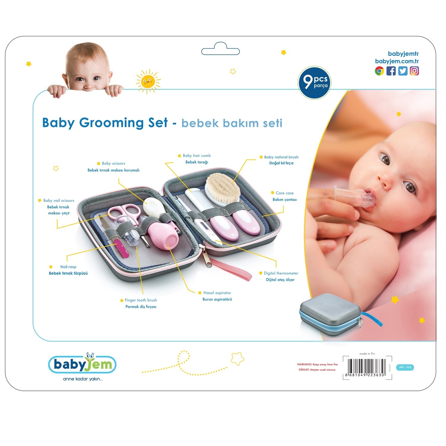 BabyJem 9 Parça Bebek Bakım Seti 363 Pembe