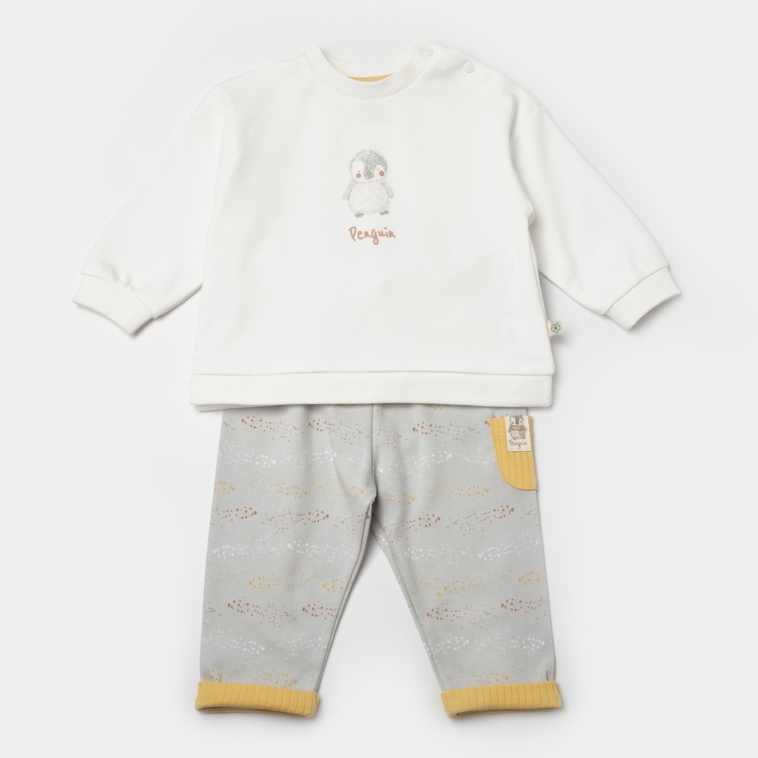 Biorganic Penguin Club 2'li Bebek Takım 59809 Ekru-Gri