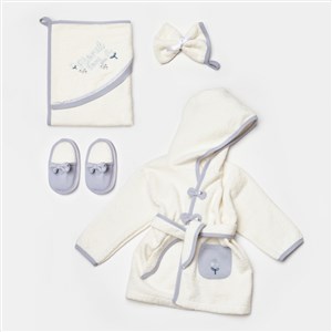 Biorganic Love Floral 4 Parça Bornoz Seti 66484 Ekru-Lila