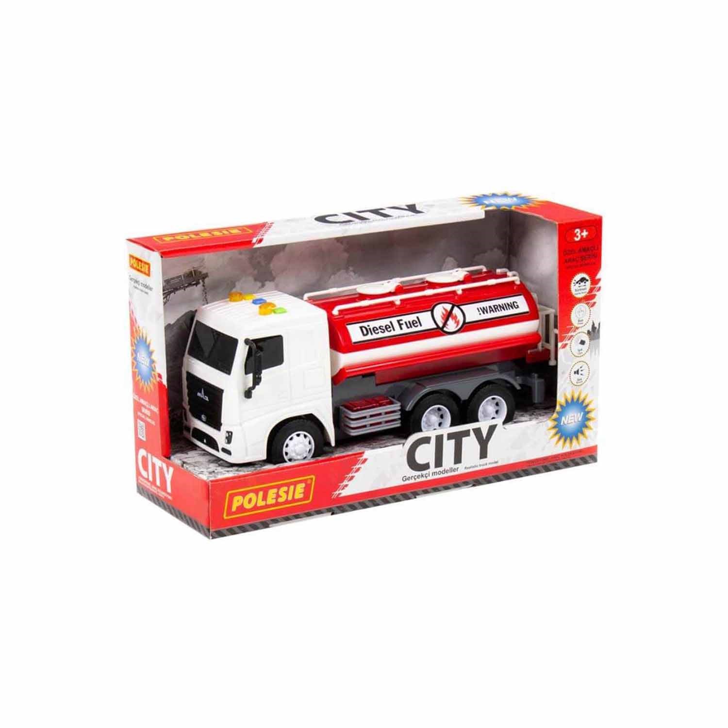 Polesie City Işıklı ve Sesli Sürtmeli Tanker V2 96418PL Beyaz