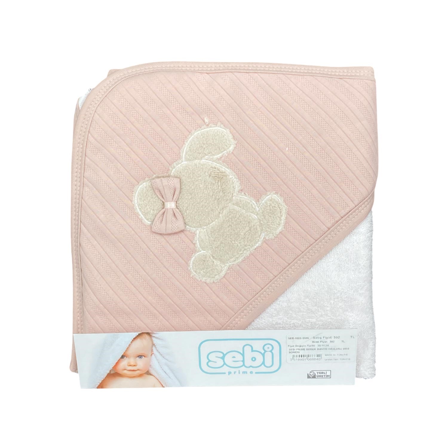 Sebi Prime Bebek Banyo Havlusu 9888 Somon