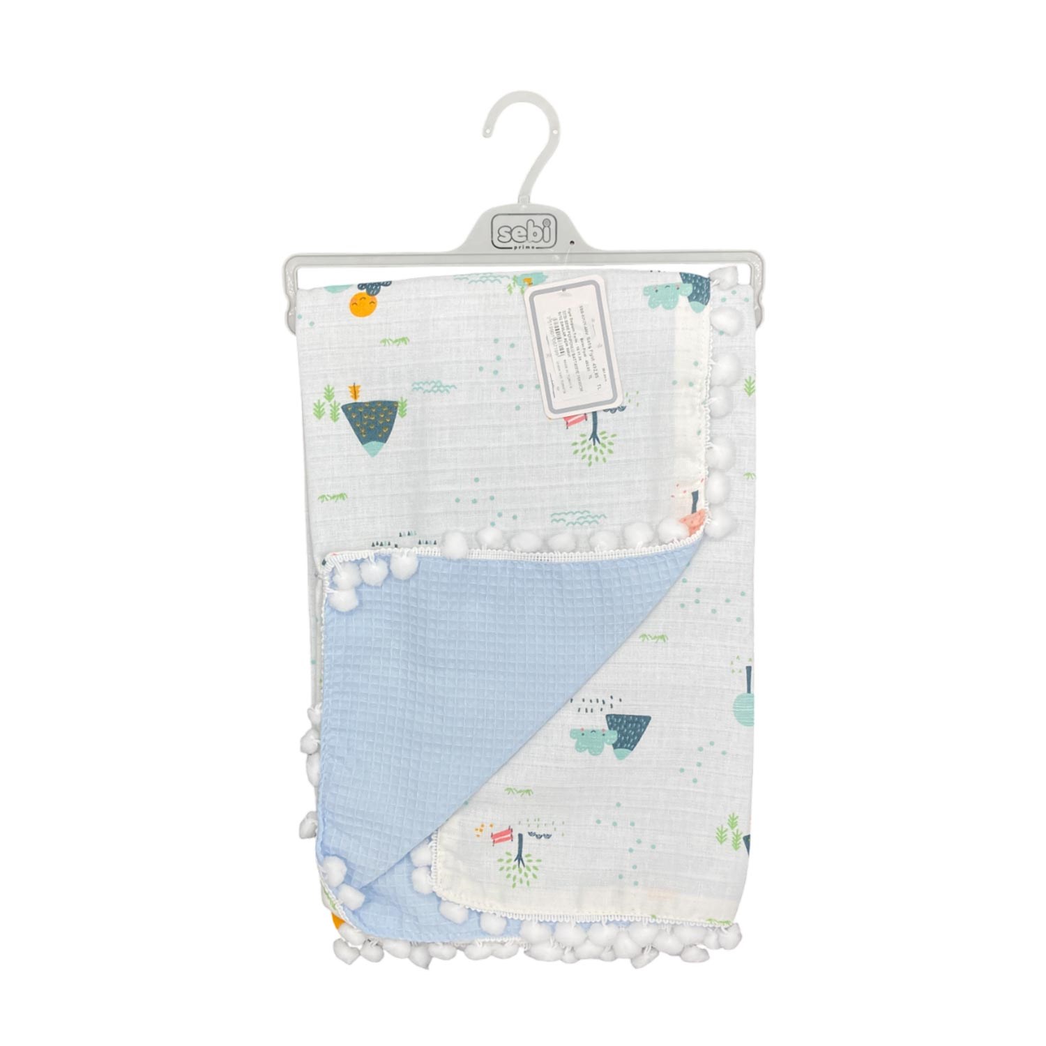 Sebi Bebe Ponponlu Battaniye 70x90cm 9212 Açık Mavi