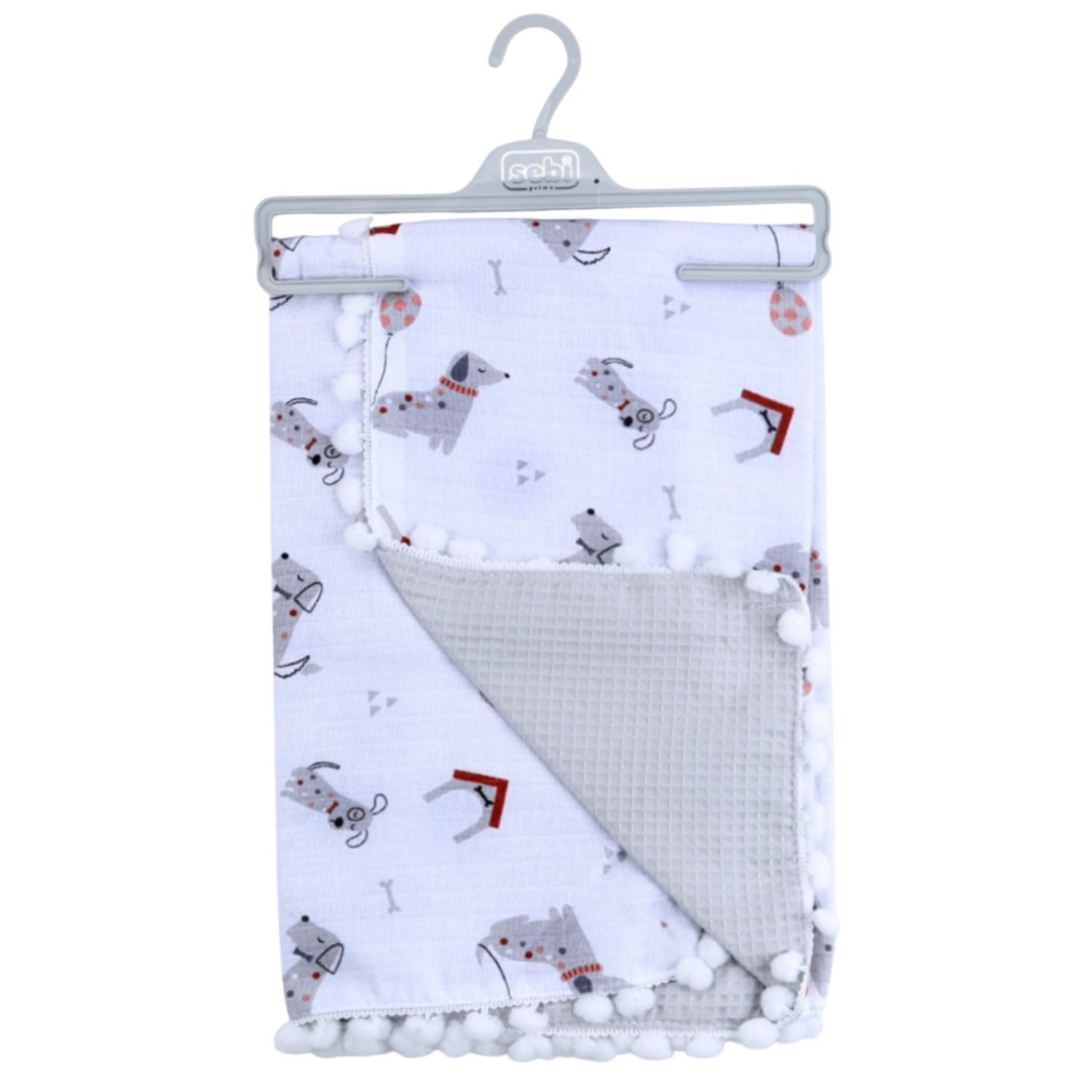 Sebi Bebe Ponponlu Battaniye 70x90cm 9212 Beyaz