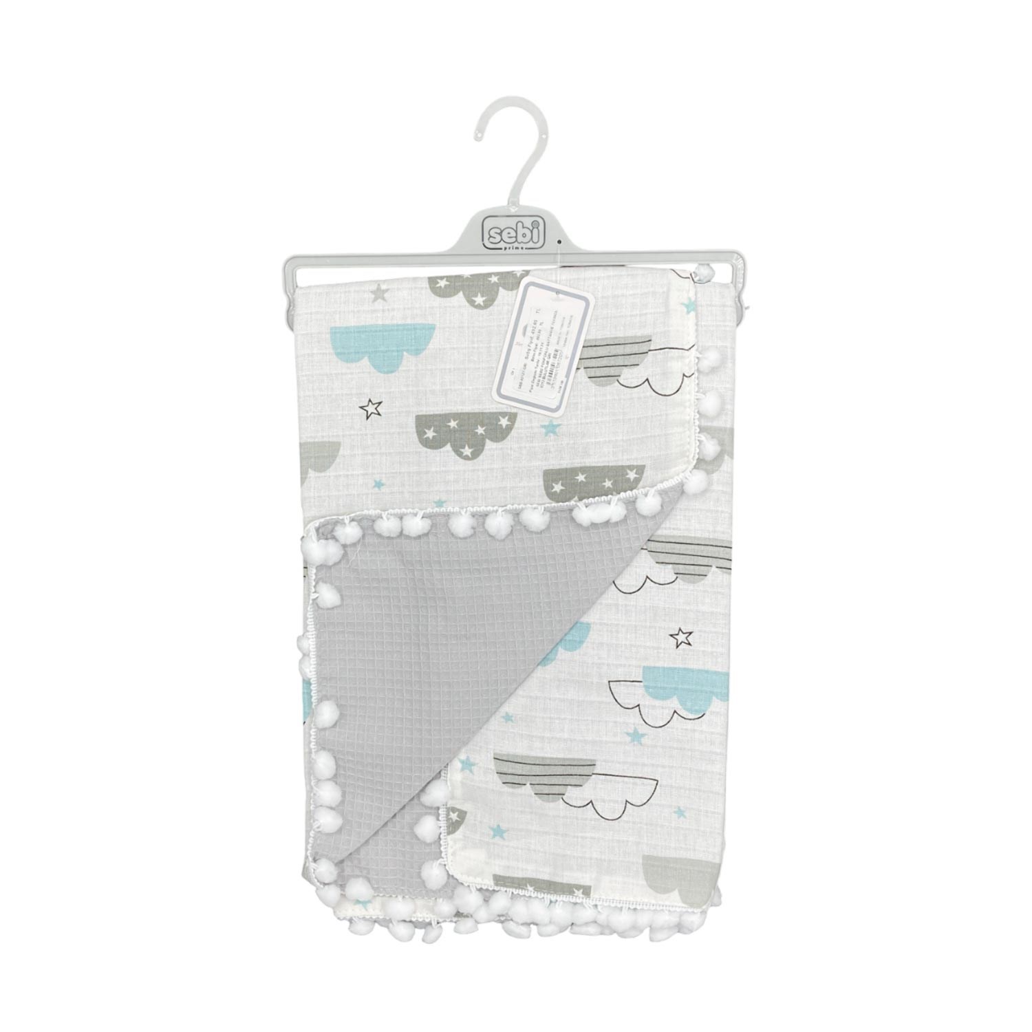 Sebi Bebe Ponponlu Battaniye 70x90cm 9212 Gri