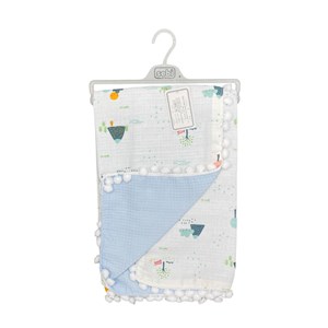 Sebi Bebe Ponponlu Battaniye 70x90cm 9212 Açık Mavi