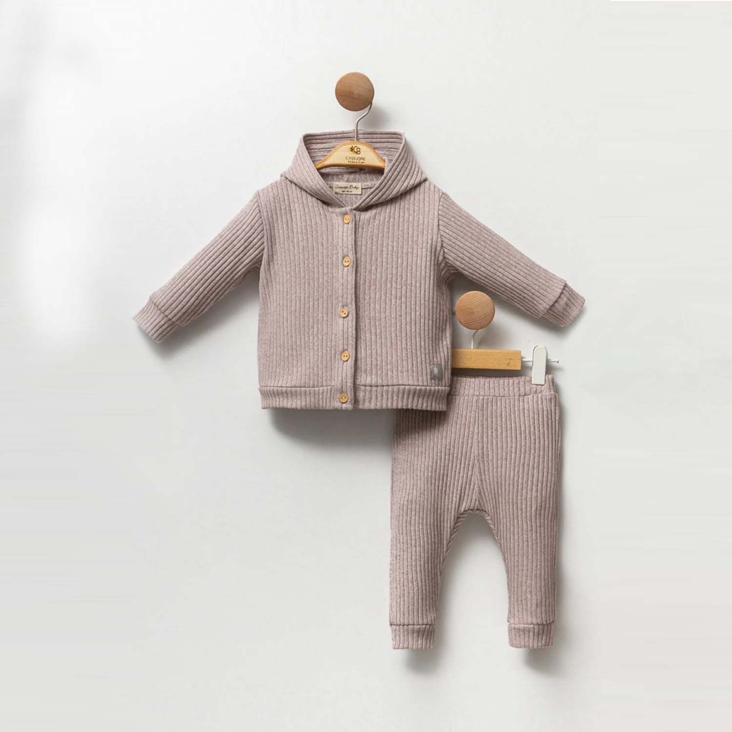 Cassiope Kapüşonlu Yumuşak Fitilli 2'li Bebek Takımı 473792 Kahverengi