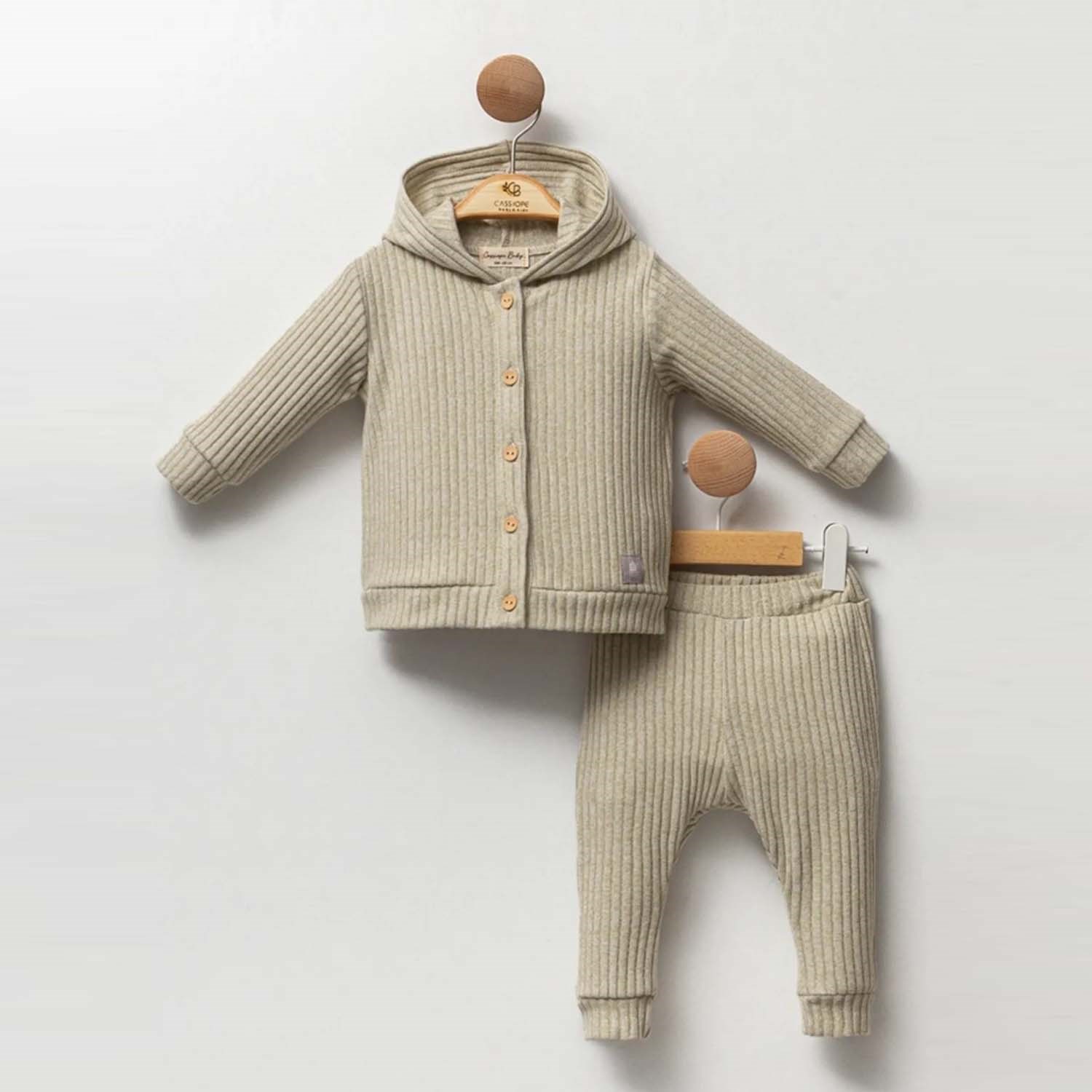 Cassiope Kapüşonlu Yumuşak Fitilli 2'li Bebek Takımı 473792 Yeşil