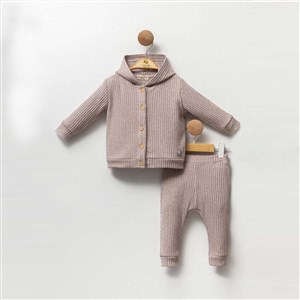 Cassiope Kapüşonlu Yumuşak Fitilli 2'li Bebek Takımı 473792 Kahverengi