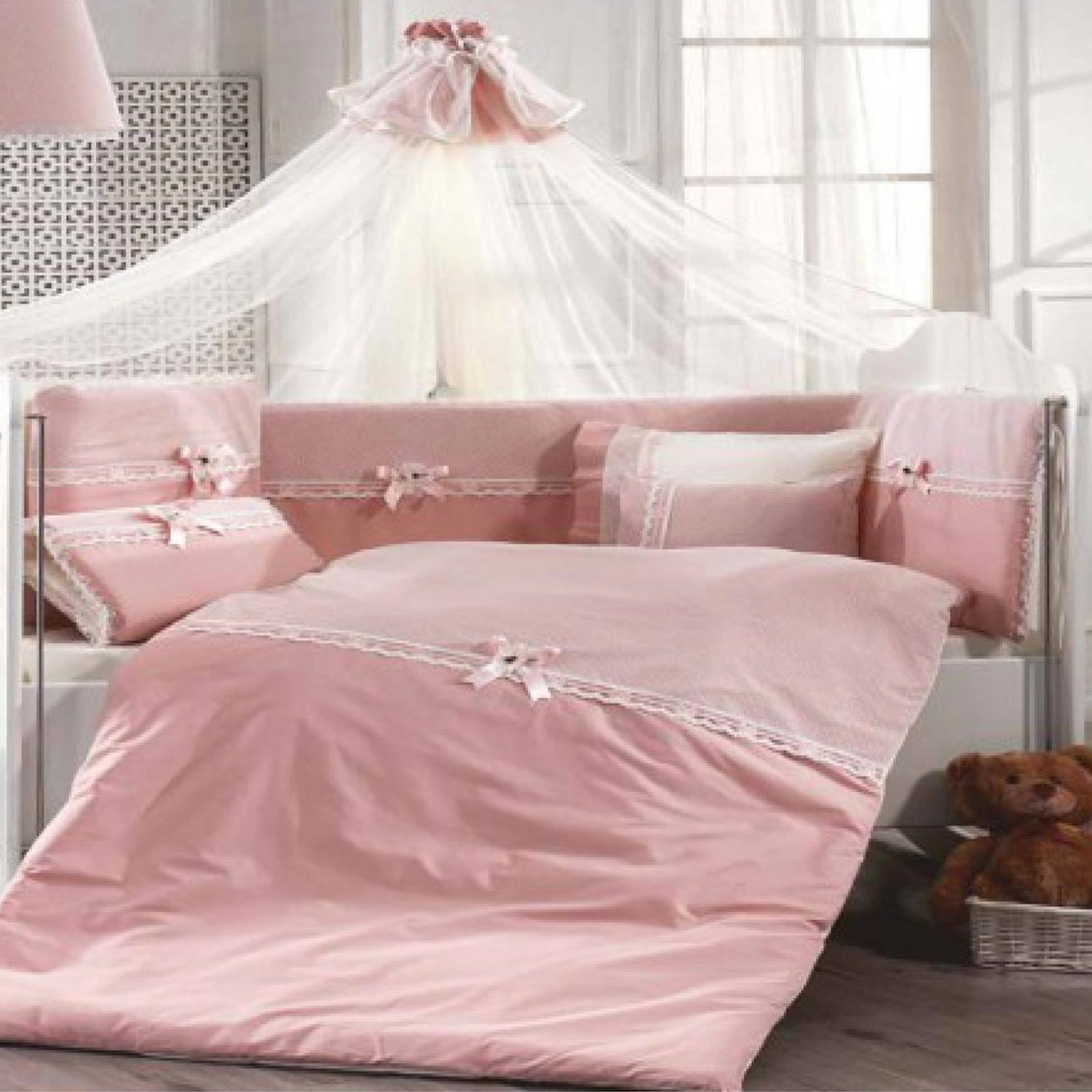 Momishop Romantica Bebek Nevresim Takımı 100x150 Cm 8029 Pudra