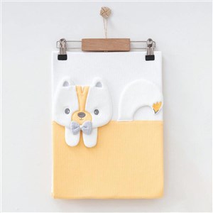 Ekebaby Skunk Lüx Penye Bebek Battaniye 85x90 Cm 3002 Beyaz-Turuncu