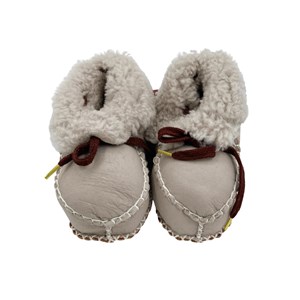 Funny Baby Kürklü Deri Soft Bebek Ayakkabası 4070 Gri-Kahverengi