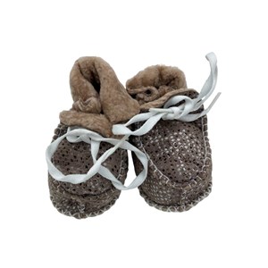 Funny Baby Kürklü Deri Soft Bebek Ayakkabası 4070 Kahve-Beyaz