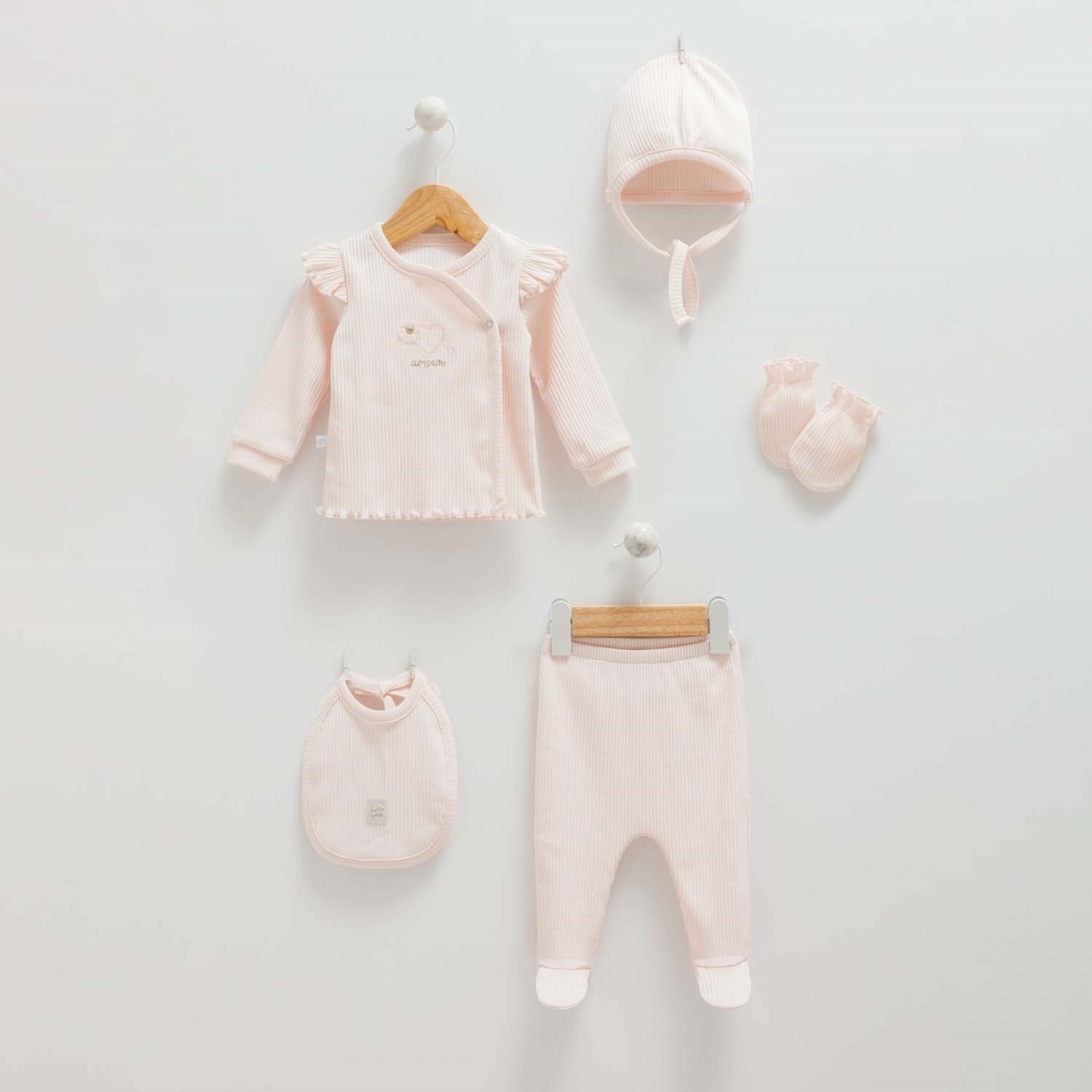 Caramell 5'li Bebek Hastane Çıkış Seti ZK1272 Pembe