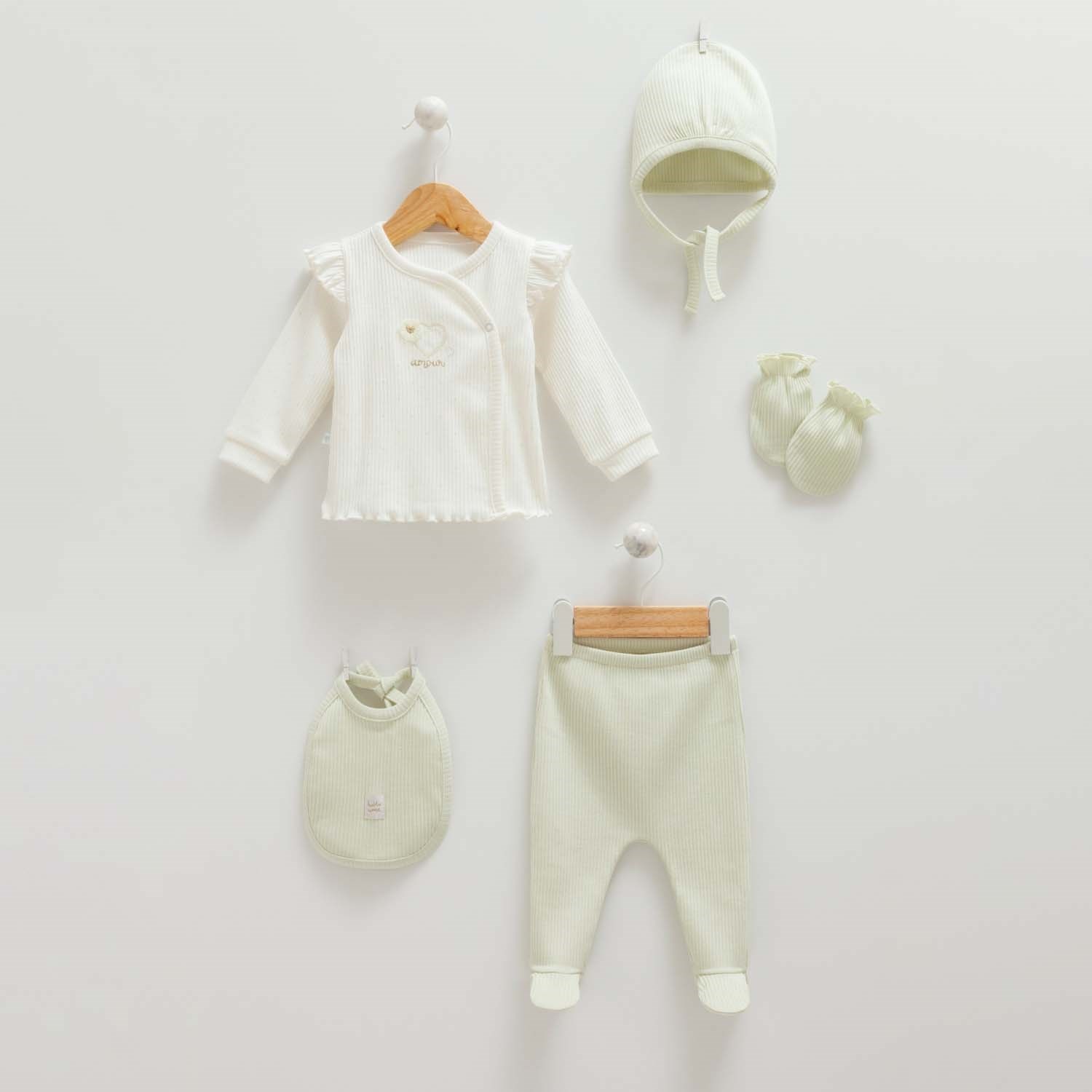 Caramell 5'li Bebek Hastane Çıkış Seti ZK1272 Yeşil