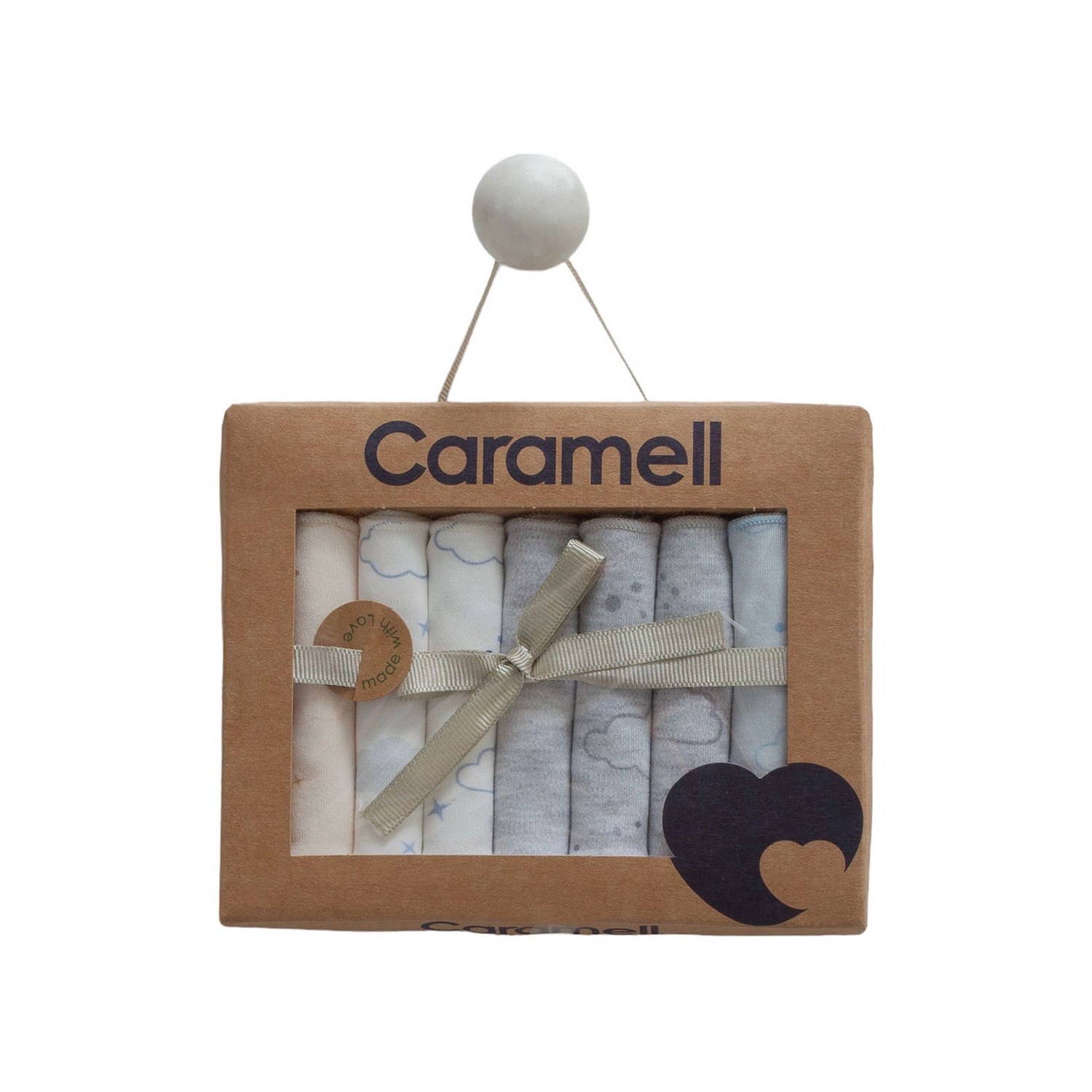 Caramell 7'li Bebek Penye Mendili MND9956 Gri-Melanj