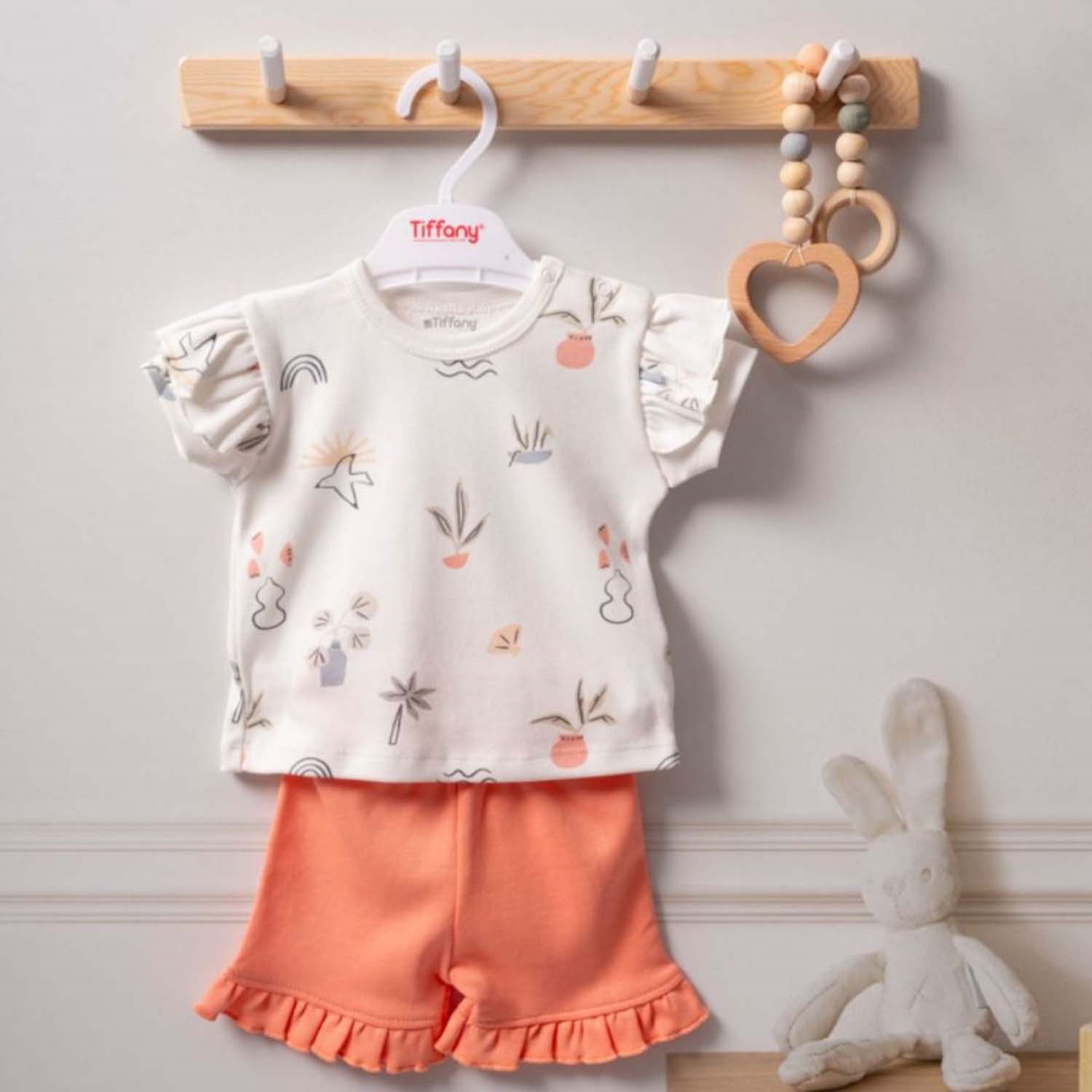 Tiffany Baby Sunny Garden 2'li Şortlu Bebek Takımı 2410104 Ekru