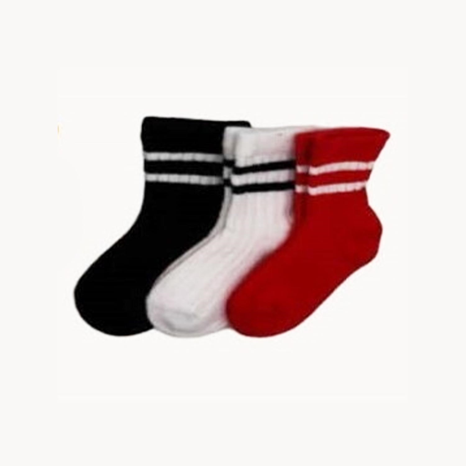 Defne Baby 3lü Bebek Çorabı K038-23 Kırmızı-Siyah