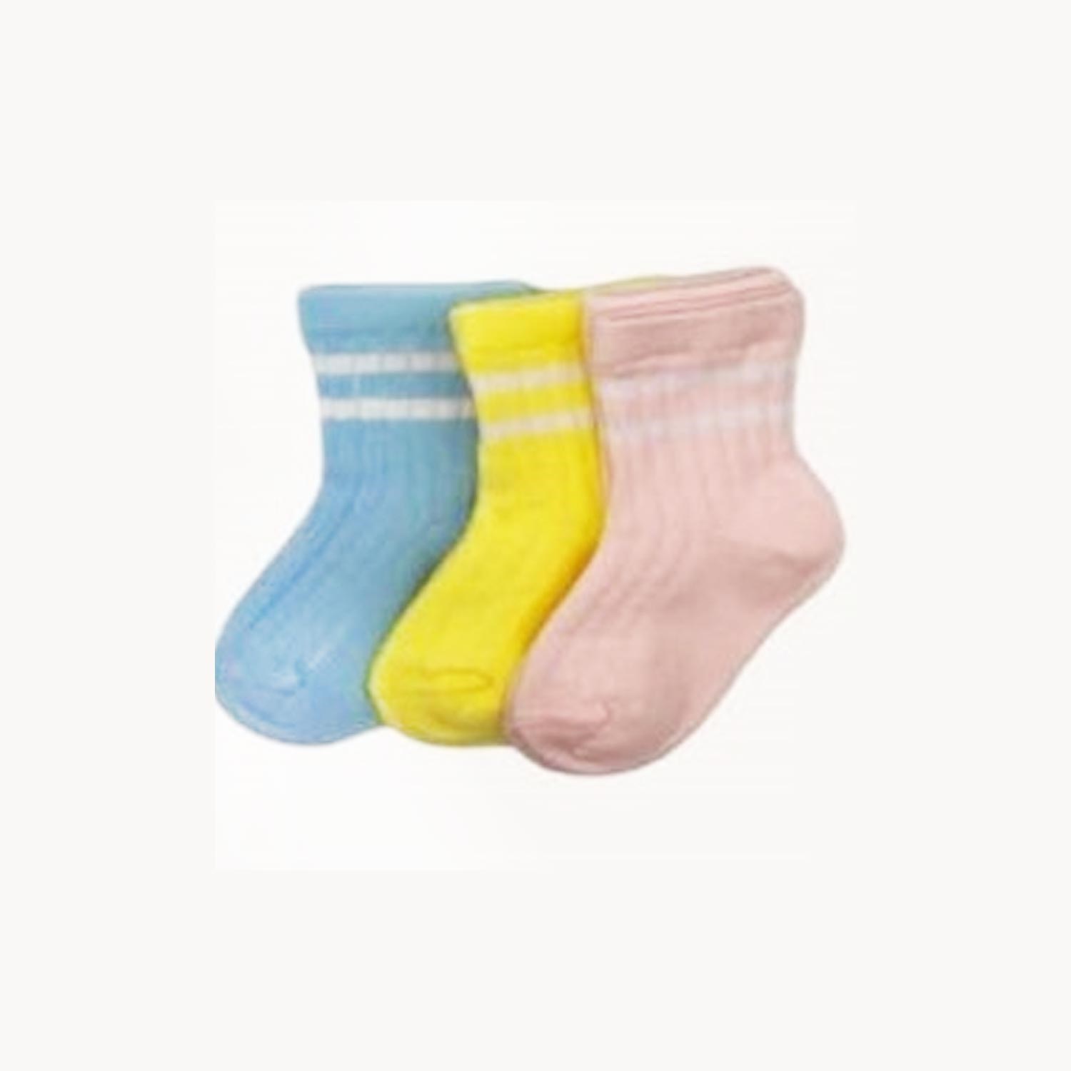Defne Baby 3lü Bebek Çorabı K038-23 Sarı-Pembe