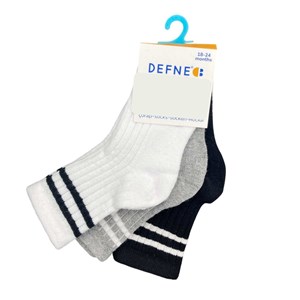 Defne Baby 3 Lü Bebek Çorabı E037-23 Beyaz