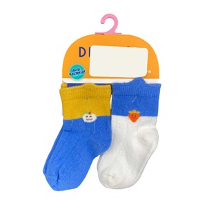 Defne Baby 2'li Bebek Çorabı K002-24 Beyaz-Mavi
