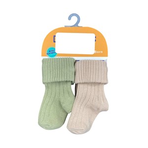 Defne Baby 2'li Bebek Çorabı U001-24 Kahverengi-Yeşil