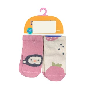 Defne Baby 2'li Bebek Çorabı K004-24 Pembe-Krem