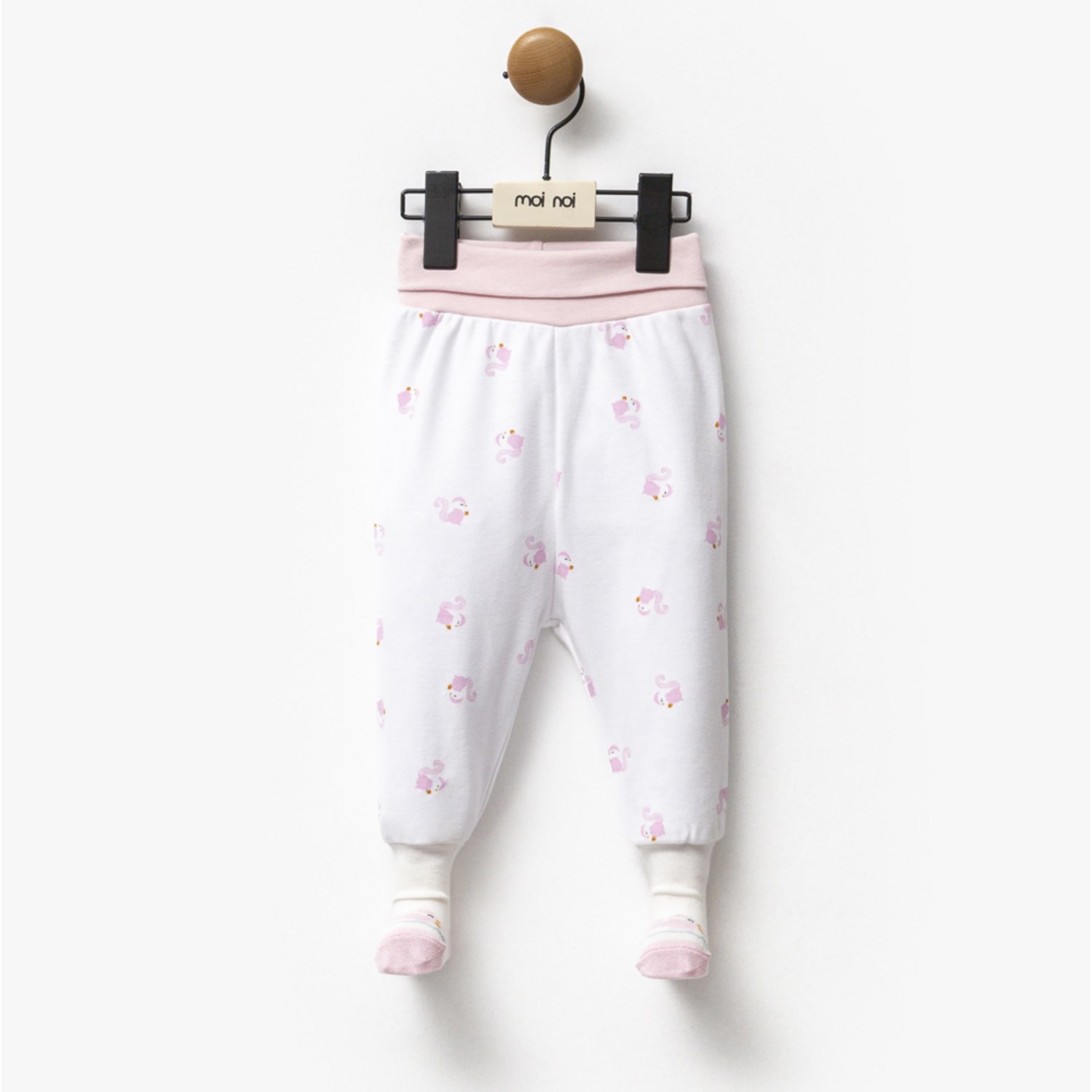 Moi Noi Çoraplı Pantolon MNB7532 Ekru-Pembe