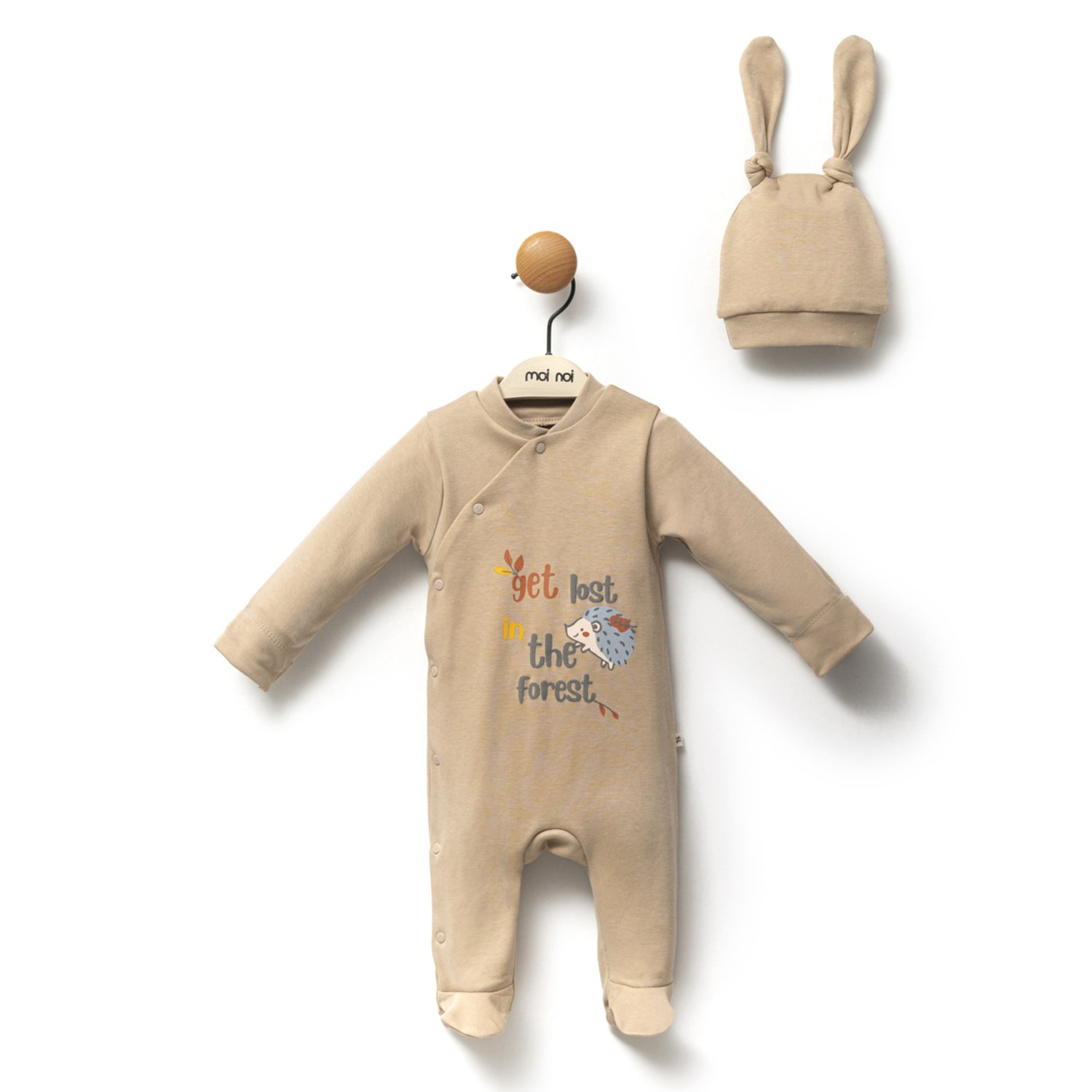 Moi Noi Kirpi Şapkalı Bebek Tulum MNB1183 Krem