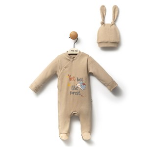 Moi Noi Kirpi Şapkalı Bebek Tulum MNB1183 Krem