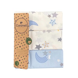Caramell 3'lü Çok Amaçlı Battaniye 80X90 Cm 9392 Beyaz-Mavi-Gri