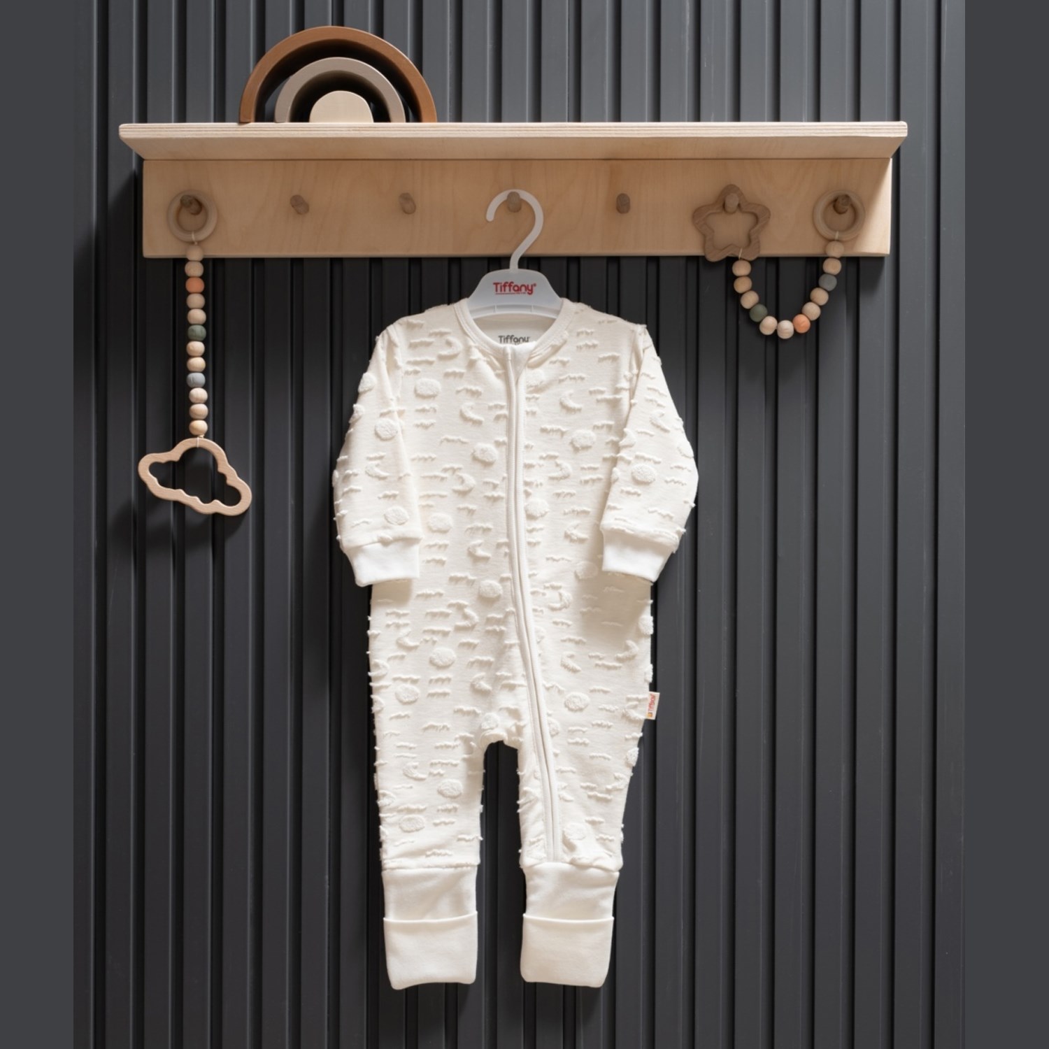 Tiffany Baby Moon Theme Fermuarlı Patiksiz Tulum 35033 Ekru
