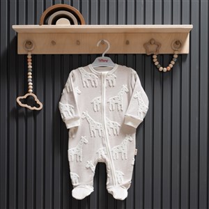 Tiffany Baby Puffy Graffe Theme Fermuarlı Patikli Tulum 37040 Bej
