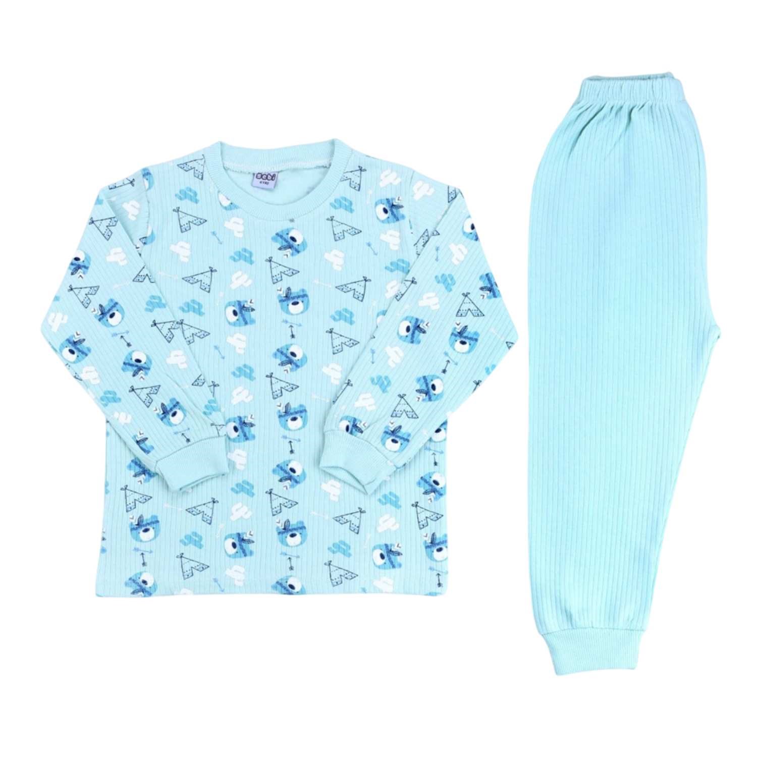 Sebi Bebe Kızılderili Ayıcık Pijama Takım 9147 Yeşil