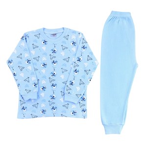 Sebi Bebe Kızılderili Ayıcık Pijama Takım 9147 Mavi