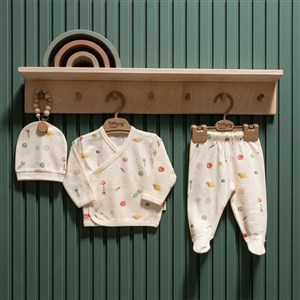 Tiffany Baby Organic Space Theme 3'lü Zıbın Set 44078 Ekru