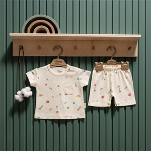 Tiffany Baby Organic Space Theme Şortlu Takım 44104 Ekru
