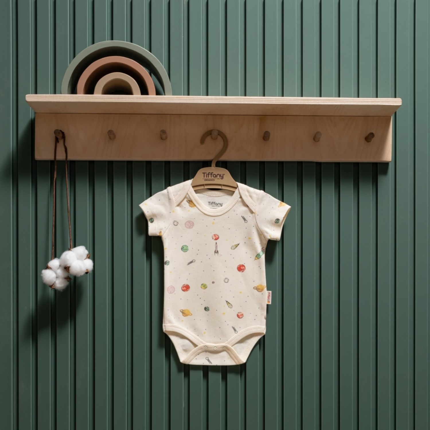 Tiffany Baby Organic Space Theme Yarım Kol Body 44008 Ekru