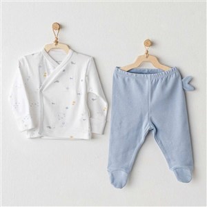 Andywawa Happy Place 2'li Bebek Zıbın AC25609 Mavi