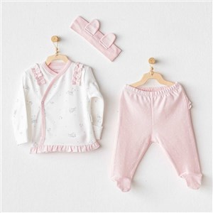 Andywawa Bunny Bear 3'lü Bebek Zıbın AC25647 Pembe