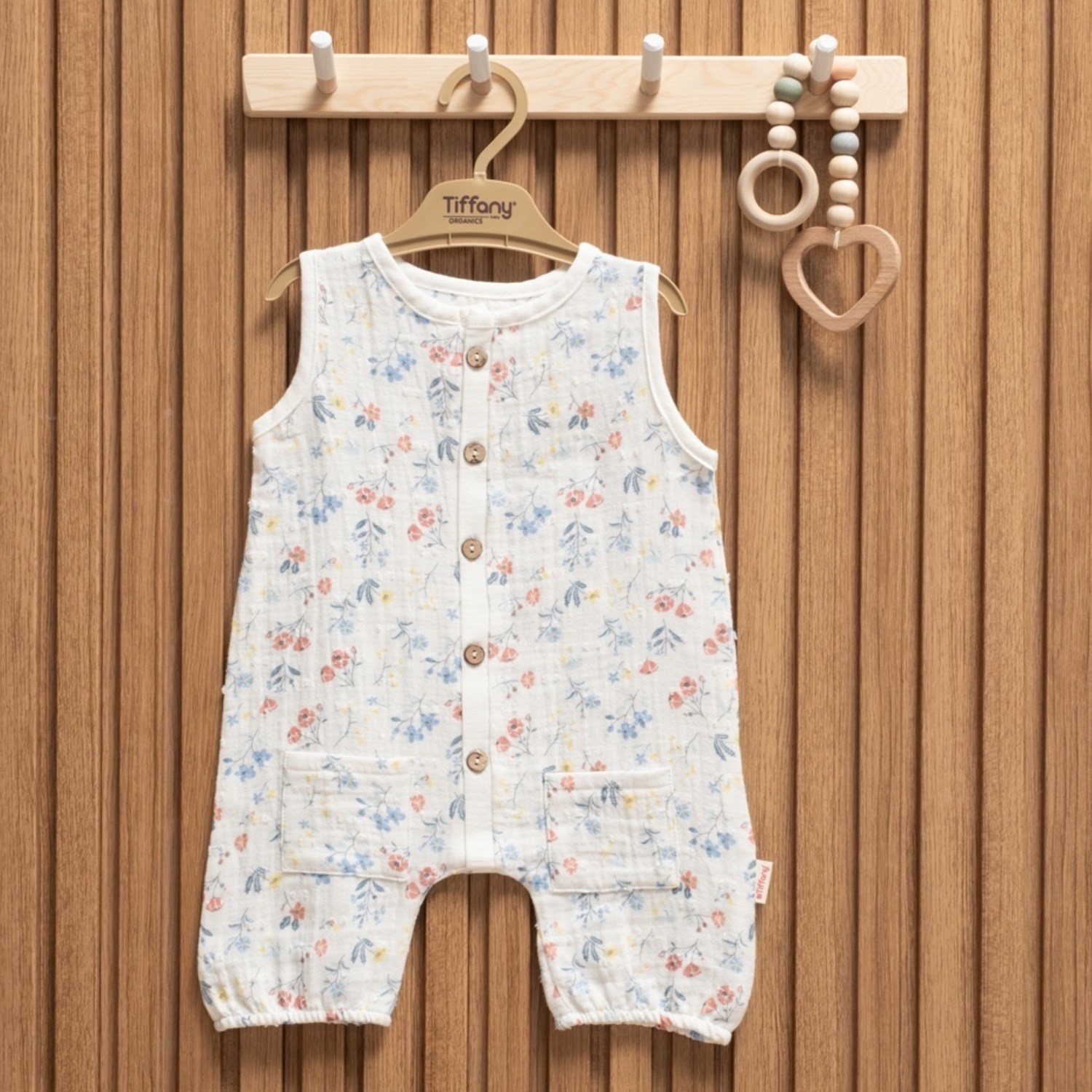 Tiffany Baby Müslin Sweet Theme Kısa Atlet Tulum 60023 Ekru