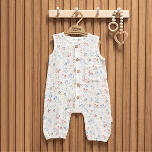 Tiffany Baby Müslin Sweet Theme Uzun Atlet Tulum 60024 Ekru