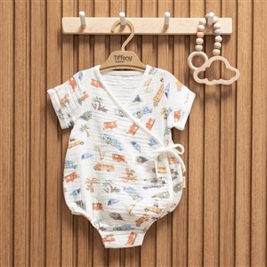Tiffany Baby Müslin Caravan Theme Kruvaze Body 61022 Ekru