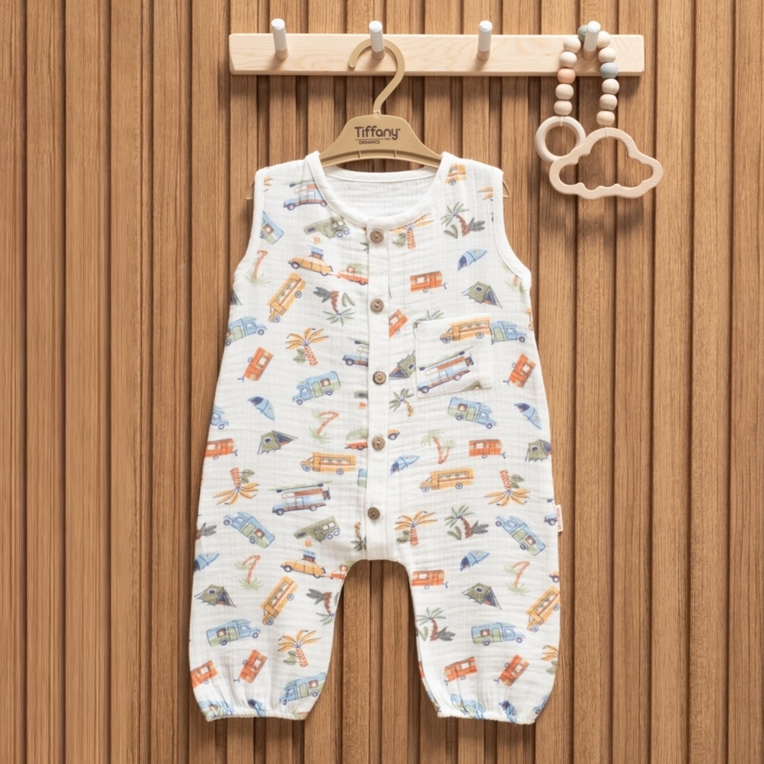 Tiffany Baby Müslin Caravan Theme Uzun Atlet Tulum 61024 Ekru
