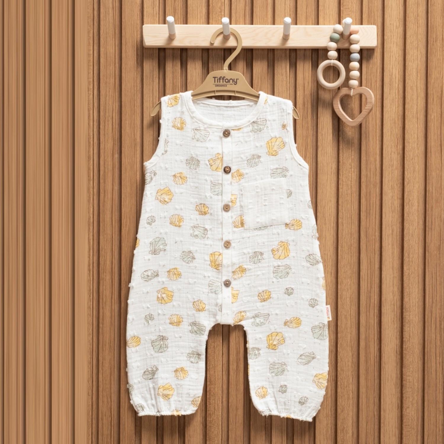 Tiffany Baby Müslin Sea Shell Theme Uzun Atlet Tulum 62024 Ekru