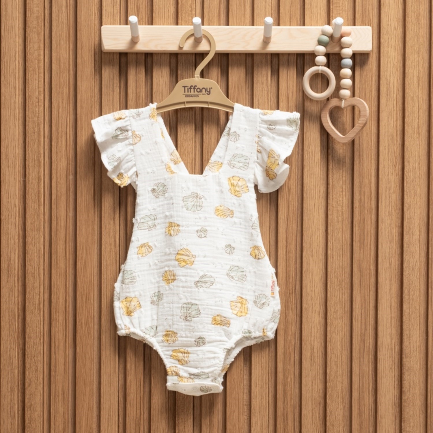 Tiffany Baby Müslin Sea Shell Theme Fırfırlı Body 62028 Ekru