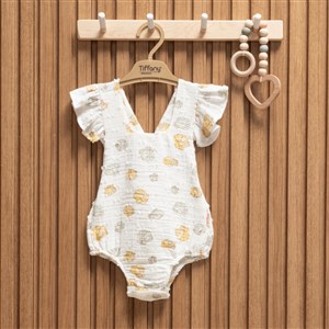 Tiffany Baby Müslin Sea Shell Theme Fırfırlı Body 62028 Ekru