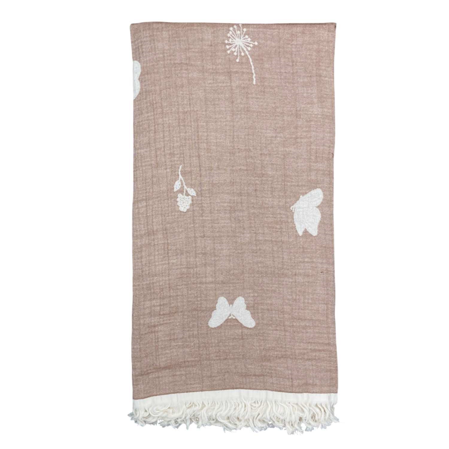Biorganic Butterfly Feeling Müslin Battaniye 90x90 Cm 64739 Ekru