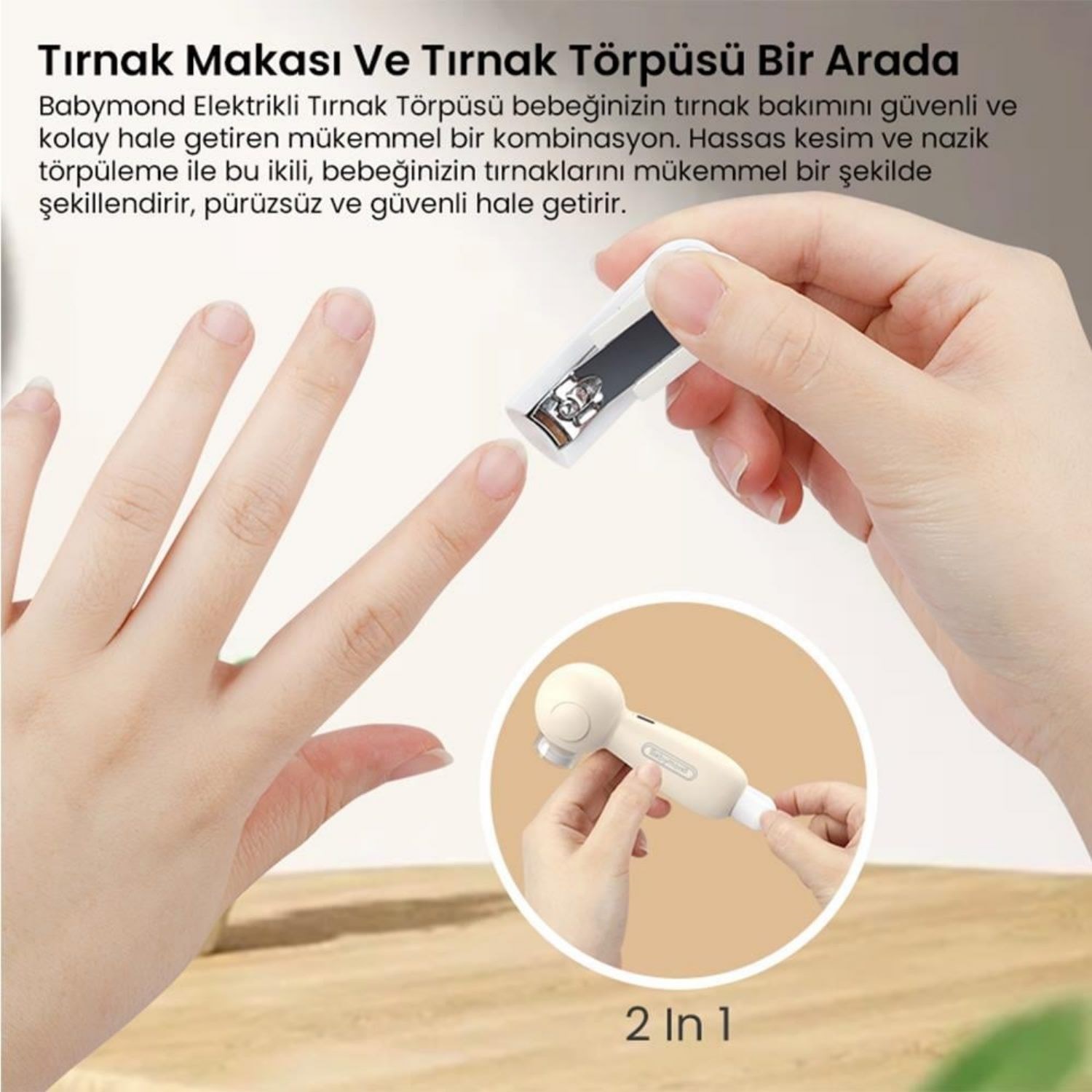 Babymond Elektrikli Bebek ve Anne Tırnak Törpüsü 107 Bej